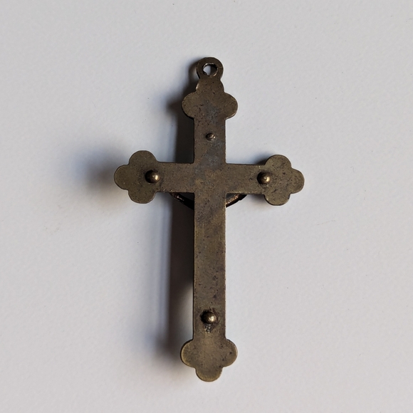 Antique crucifix Jesus on the cross necklace pendant charm, early 1900s - Picture 12 of 14